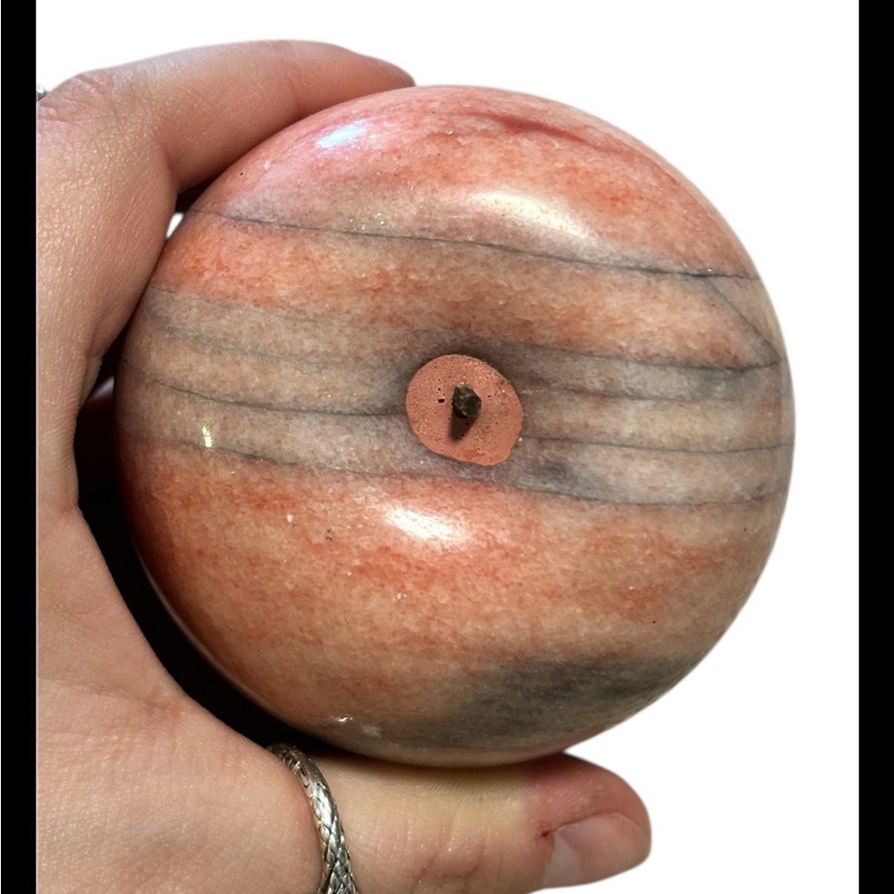 Red Black Marble Natural Stone Apple Paperweight - Picture 3 of 4